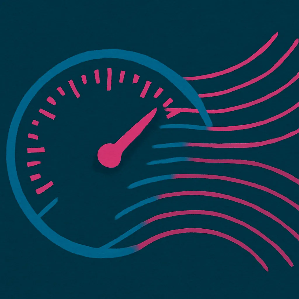 Représentation stylisée d'une particule en rotation, vecteurs forces visibles.